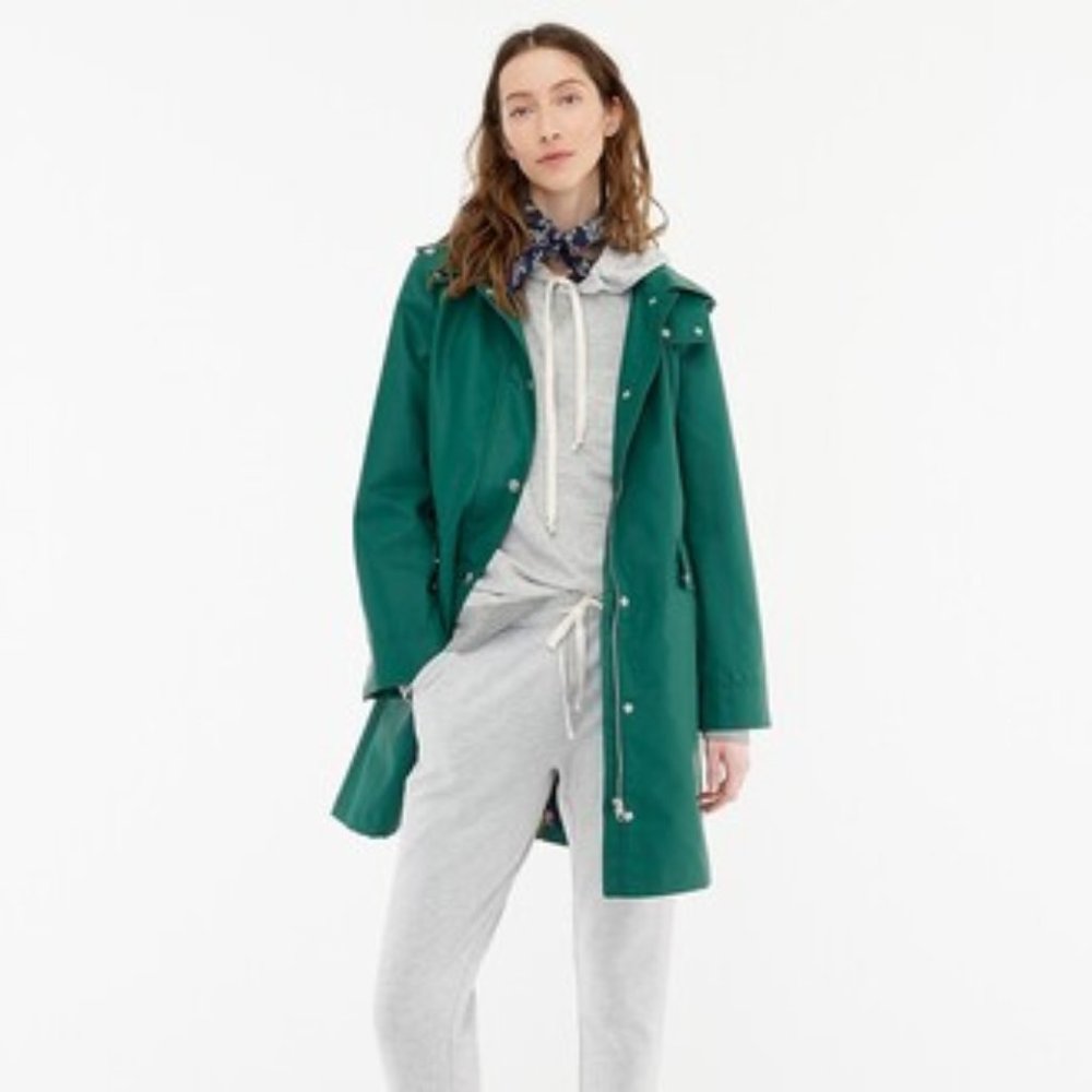 J Crew Raincoat in Pine Green XS